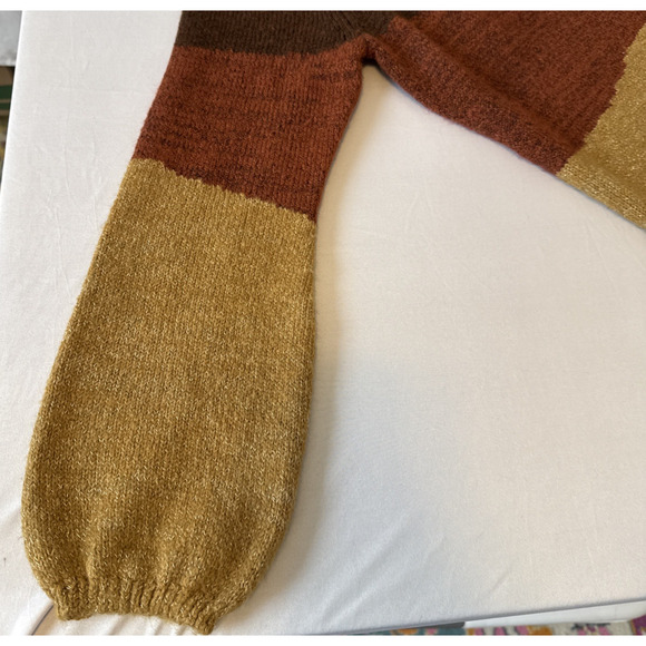 Fortune & Ivy Womens M Boho Fall Color block Stripe Lightweight Sweater Academia - Picture 8 of 9